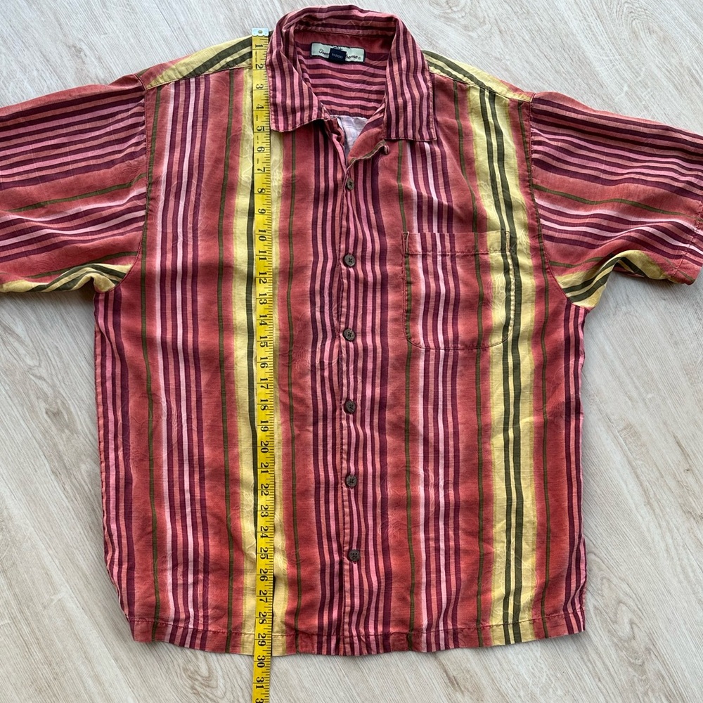 Silk Tommy Bahama Multi-Striped Sunset Relaxed Camp Shirt Vintage Vacation ~ M - Picture 14 of 17